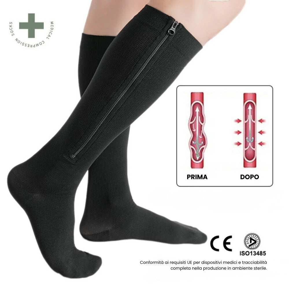 Calze a Compressione con Chiusura Zip